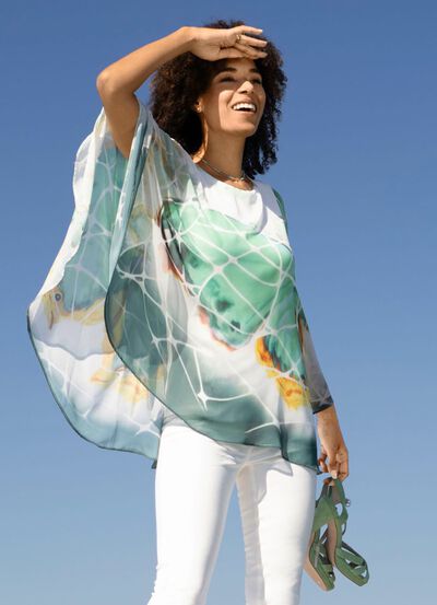 Poncho-tuniek met ge&iuml;ntegreerd tanktopje 