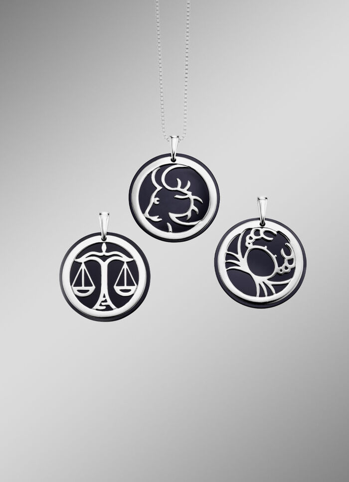 Zodiac hanger met echte agaat in zwart 