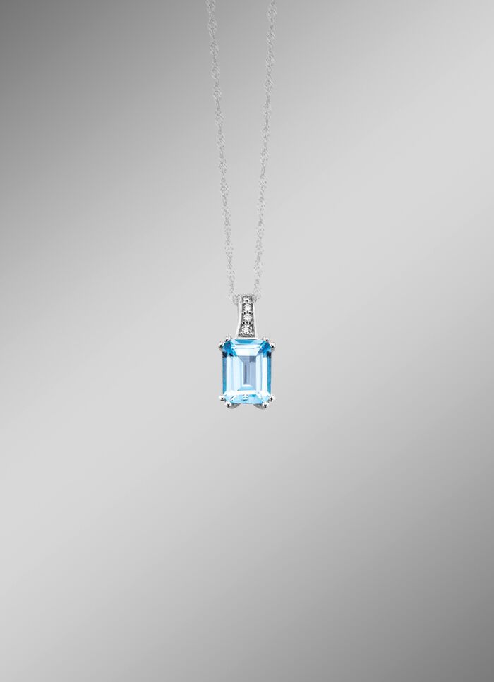 Hanger met diamanten en blauwe topaas 