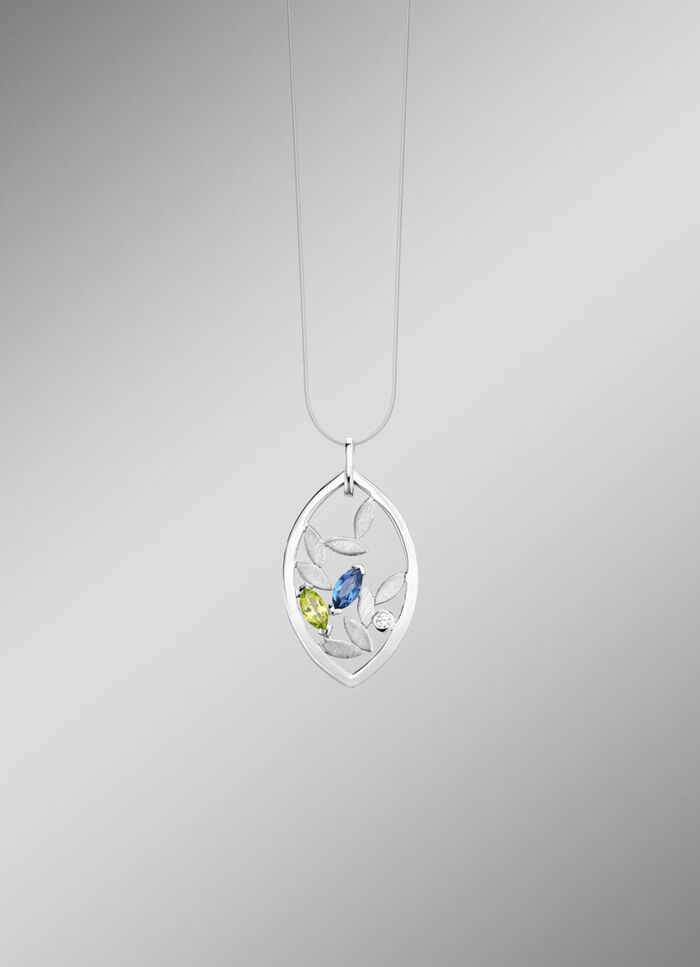 Hanger met blauwe topaas, bewaard gebleven, echte peridoot en synthetische zirkonia 