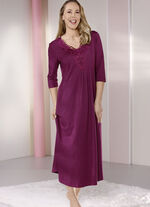 Nachthemd met kantmotief, enkellang BORDEAUX