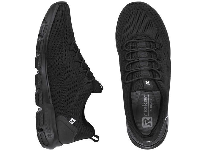Rieker sneakers met elastische decoratieve vetersluiting ZWART