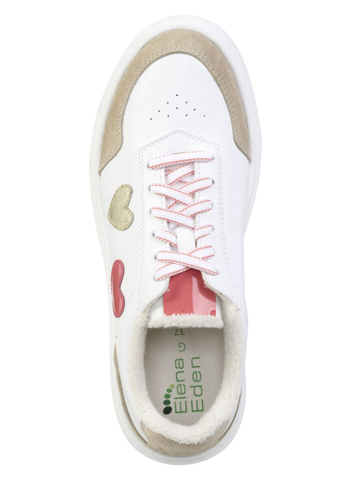 ELENA EDEN sneakers versierd met schattige hartjes WEISS-BUNT