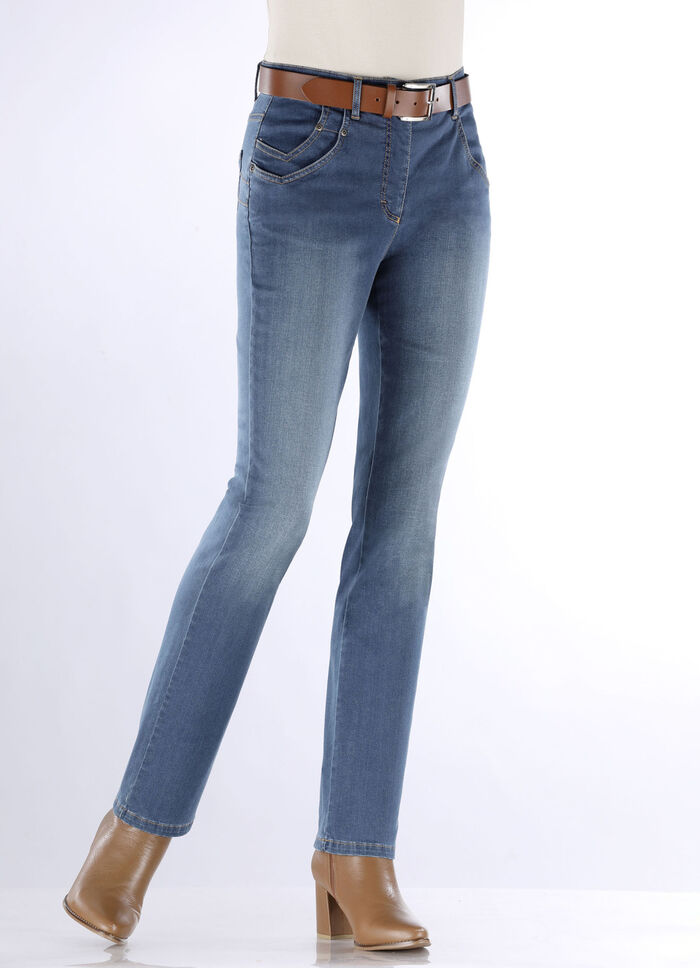Jeans met een slimme zakoplossing JEANSBLAU