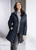 Korte donsjas met afneembare capuchon NAVY