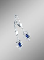 Oorbellen met briljanten en echte blauwe saffieren 