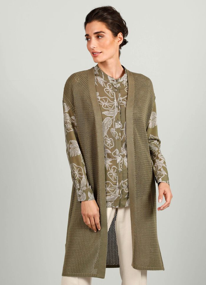 Gebreid vest in lange vorm 