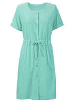 Jurk van badstof met doorlopende knoopsluiting MINT