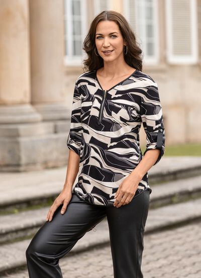 Overhemdtuniek met imitatieleren bies 