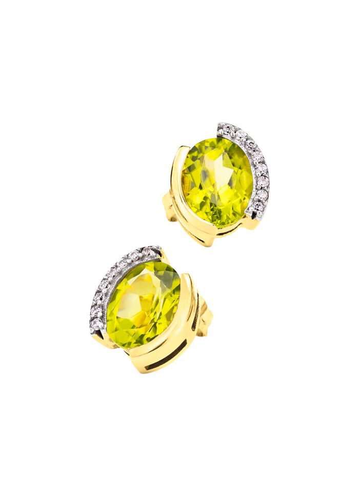 Oorstekers met echte peridoot en synthetische zirkonia 