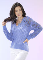 Trui van hoogwaardig garen met glanzend effect LICHTBLAUW GEMÊLEERD