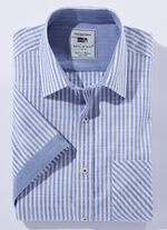 Gestreept shirt "Milano Italy" in 4 kleuren BLAUW-WIT GESTREEPT