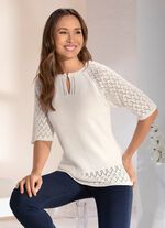 Trui met decoratieve halslijn ECRU