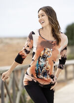 Shirt met dierenmotief ORANJE-ZWART-ECRU