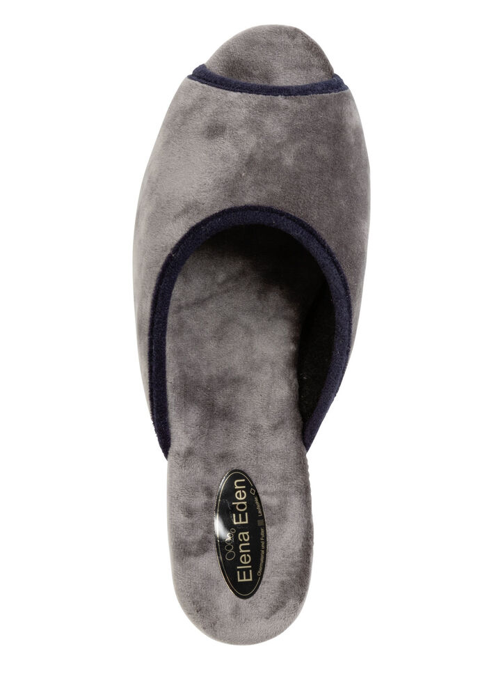 ELENA EDEN fluwelen muiltjes met contrasterende rand GRIJS