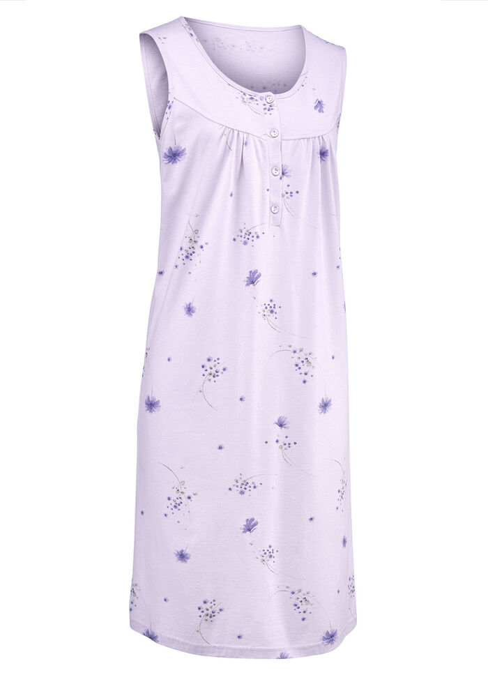 Pak van twee nachthemden met brede schouderbandjes en knopenlijst LILA/ROSÉ