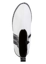 Gemini enkellaarsjes van rundnappaleer met contrasterende strepen WIT-GRIJS-ZWART