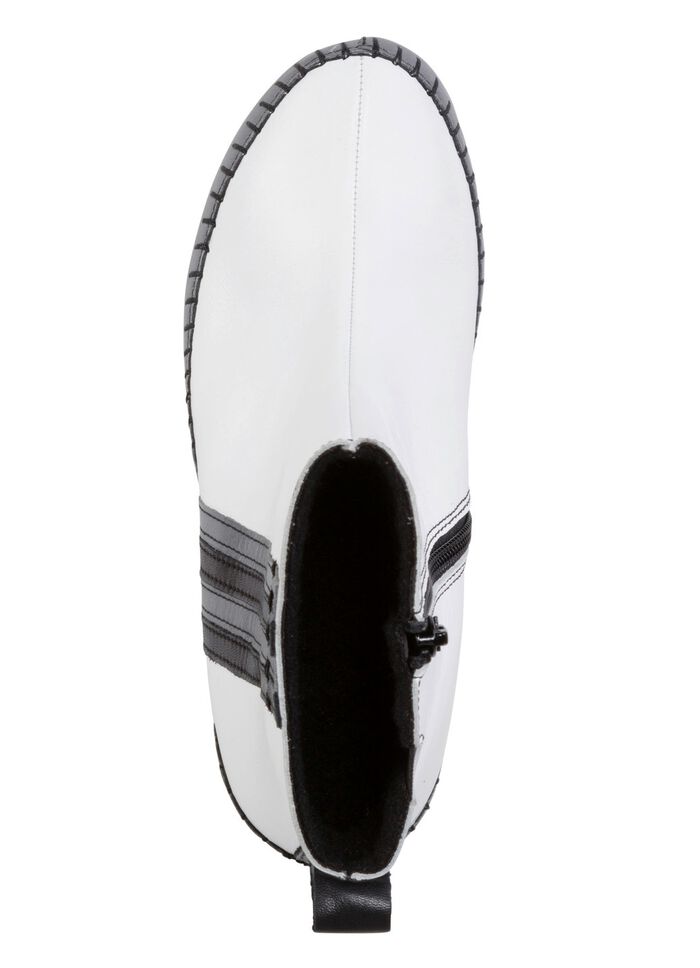 Gemini enkellaarsjes van rundnappaleer met contrasterende strepen WIT-GRIJS-ZWART