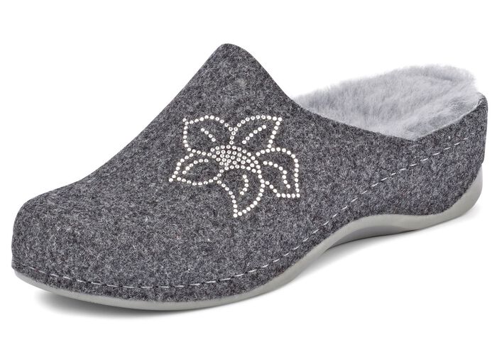 Mubb, gevoerde damespantoffels, breedte H, met lamsvacht 