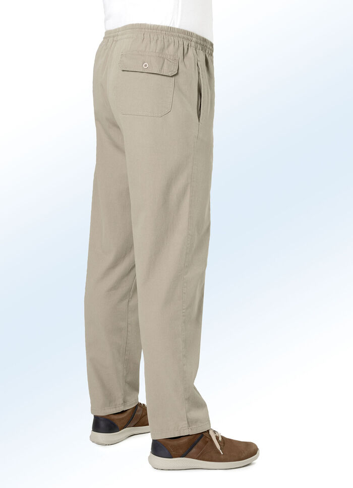 Pull-on jeans met elastische band en trekkoord in 4 kleuren BEIGE