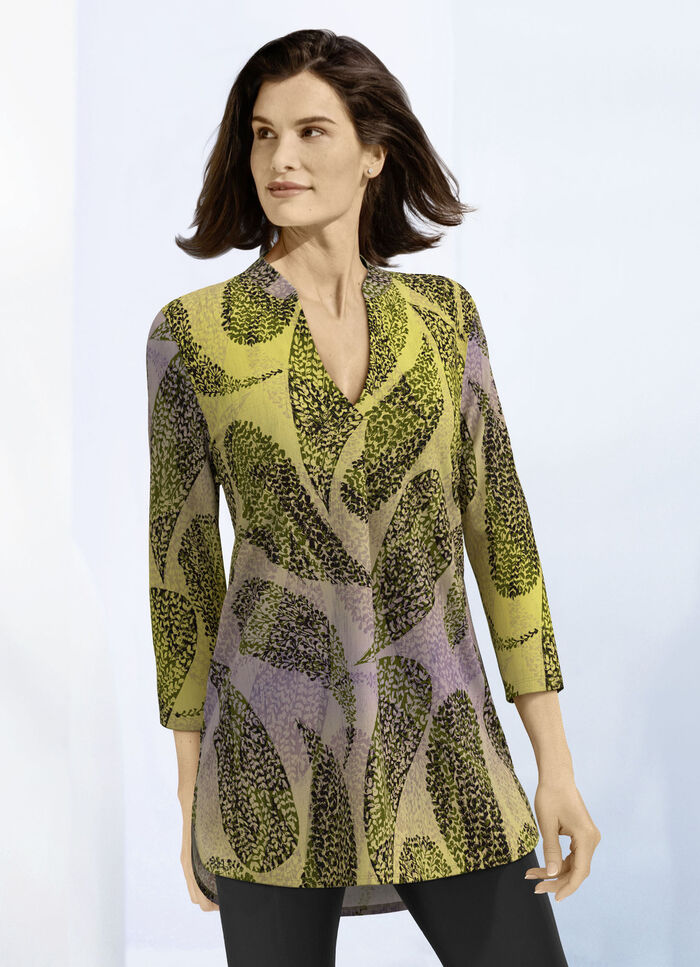Lang shirt met decoratieve plooi aan de voorkant GROENE-LILARIS