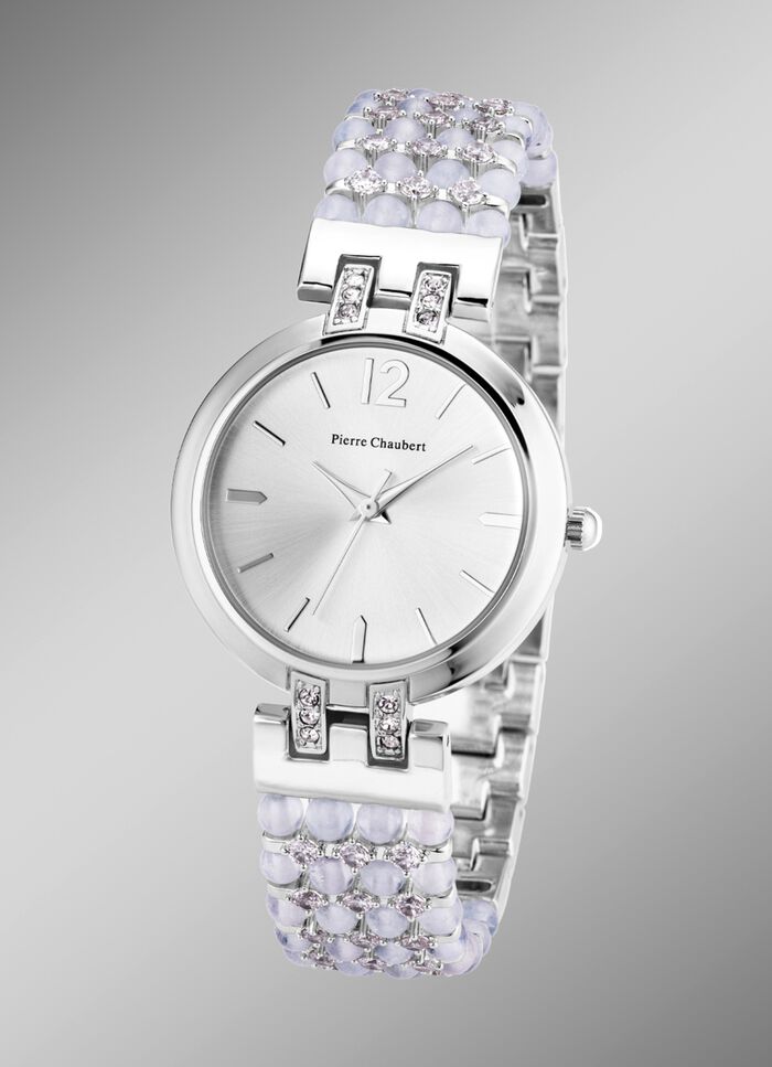 Pierre Chaubert quartz dameshorloge met metalen kast en metalen band 