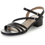 Caprice sandaal van gedeeltelijk gemetalliseerd nappaleer ZWART