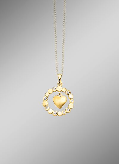 Hanger met lief hartje en zirkonia 