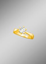 Damessolitairring met champagnekleurige briljant 