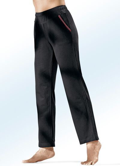 Broek met decoratieve band geborduurd met glanzend draad 