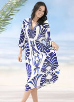 Laurina-jurk met schitterend gekleurd printdessin 