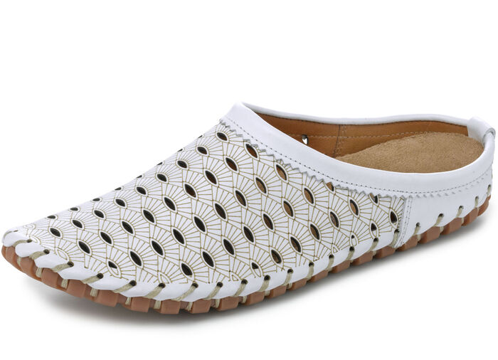 Gemini, zomerse damessabot, breedte G, met uitneembaar voetbed WIT