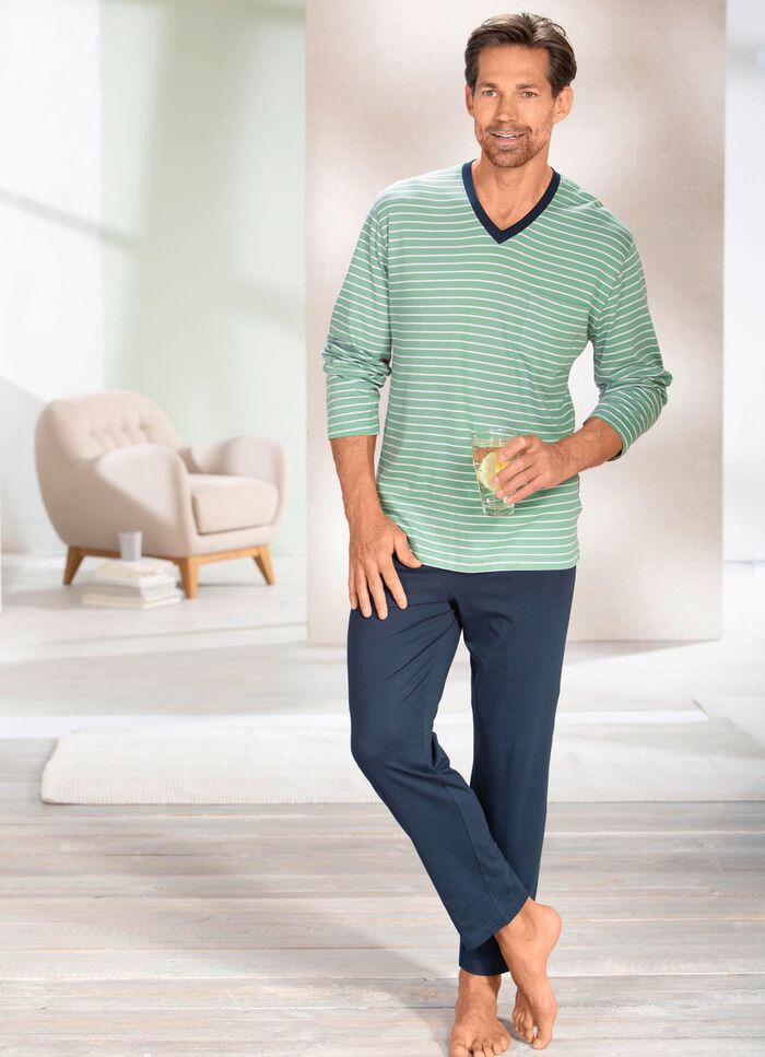 Pyjama met V-hals en open uiteinden 