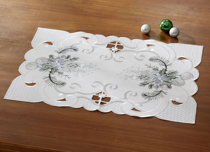 Geborduurde tafel- en kamerdecoratie SEKT-GRAU