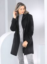 Korte mantel met knoopsluiting ZWART