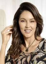 Textiel ketting met glazen hanger 