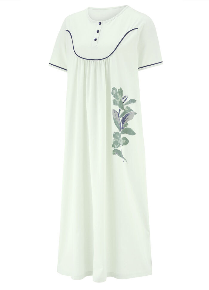 Nachthemd tot op de kuit met knoopsluiting en korte mouwen 