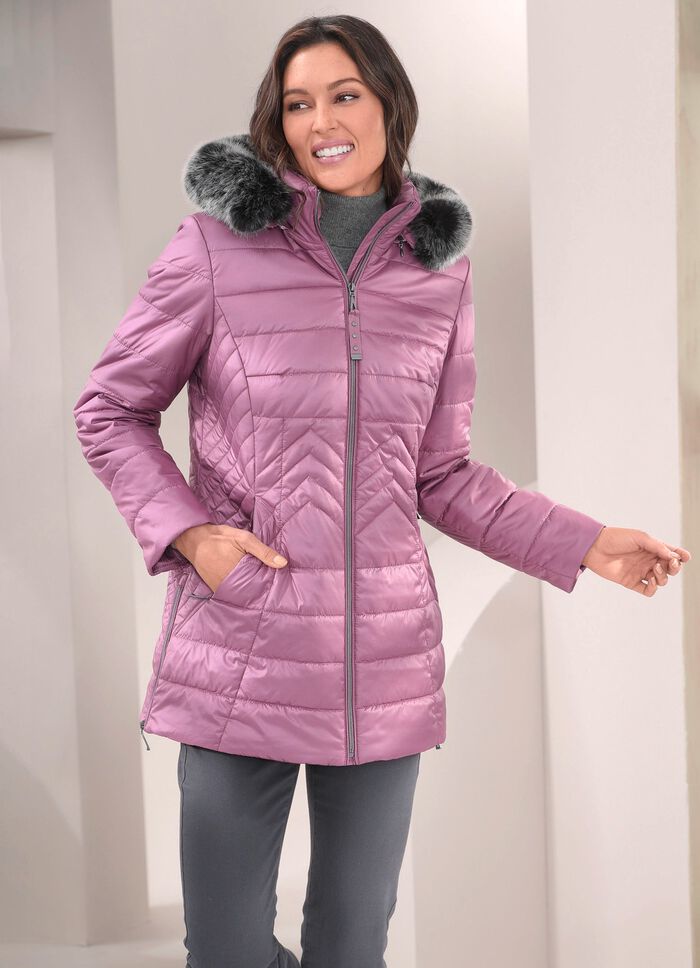 Jas met afneembare imitatiebontrand 