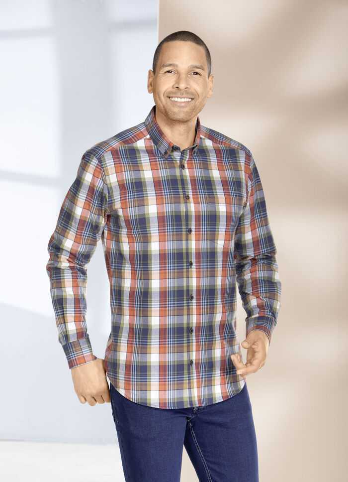 King's Road overhemd met button-down kraag TERRAKOTTA