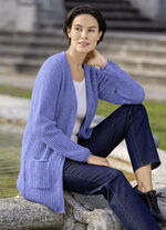 Lange cardigan met parelkwastje JEANSBLAU MELIERT