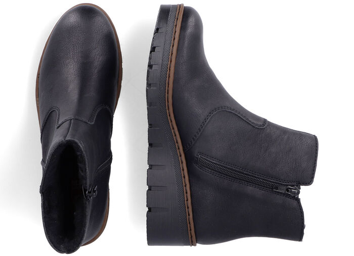 Rieker, gevoerde dames enkellaarsjes, winterschoenen, met rits SCHWARZ