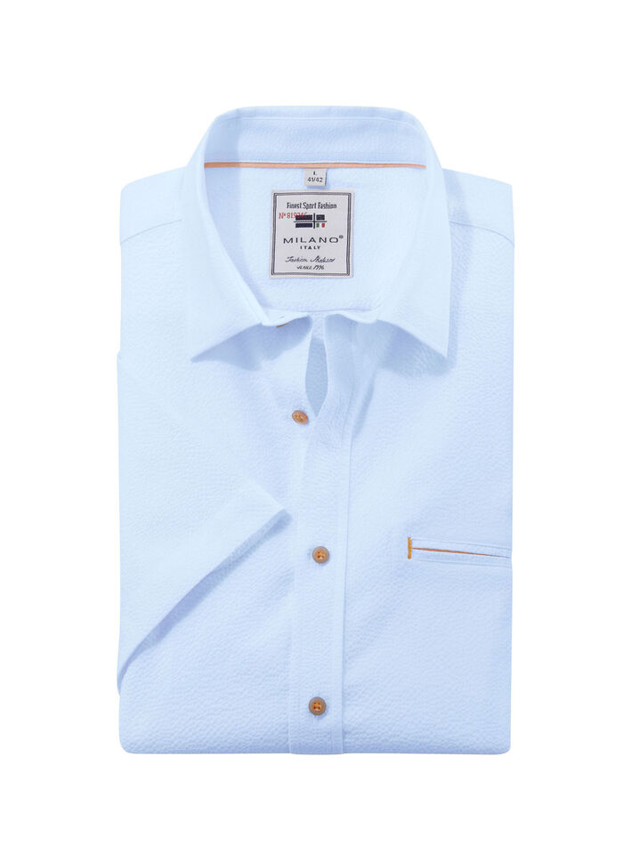 Seersucker shirt van "Milano Italy" in 3 kleuren HELLBLAU