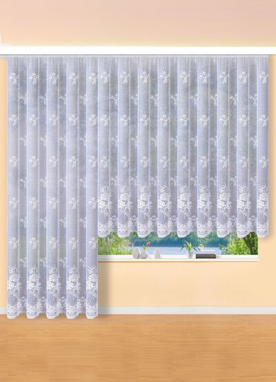 Gordijn met bloemenmotief en universele rail 