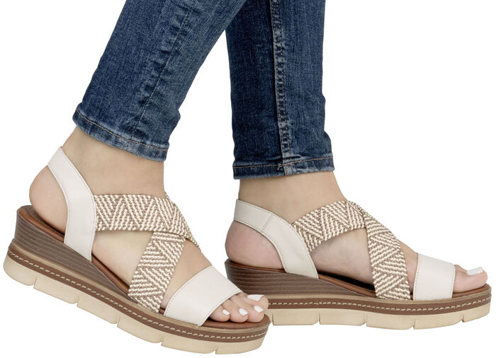 Remonte sandalen met gevlochten details HELLBEIGE-SAND