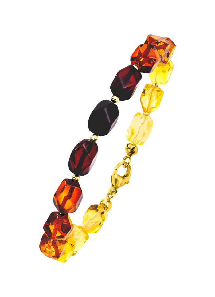 Elegante armband met barnsteen en hematiet 