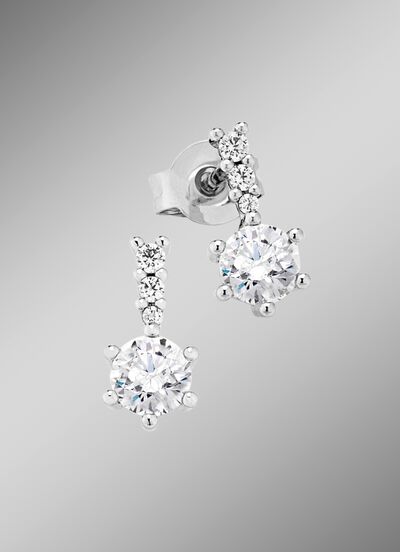 Hoogglans oorknopjes met synth. zirkonia 