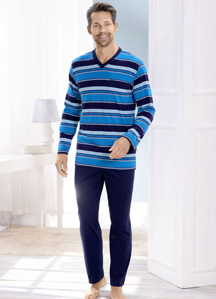 Tweepak pyjama's met V-hals en borstzakje 