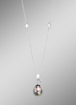 Hanger met Tahitiaanse kweekparel en synthetische zirkonia 