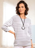 Trui met strepenmotief LICHTGRIJS-WIT