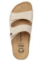 Mubb, comfortabele damesmuiltjes, breedte H, met klittenbandsluiting SAND